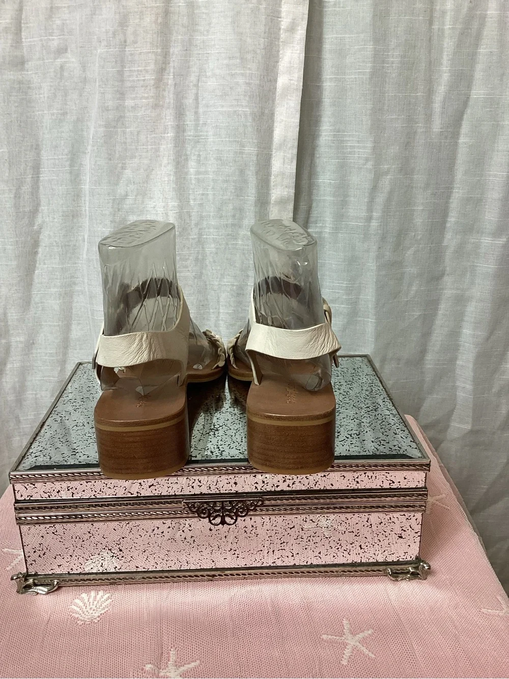 See by Chloe Robin Bicolor Rickrack-Trim Wedged Sandals; Size: 10